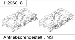 Antriebsdrehgestell, Umbragrau, MS - H2960-8 - Spur N