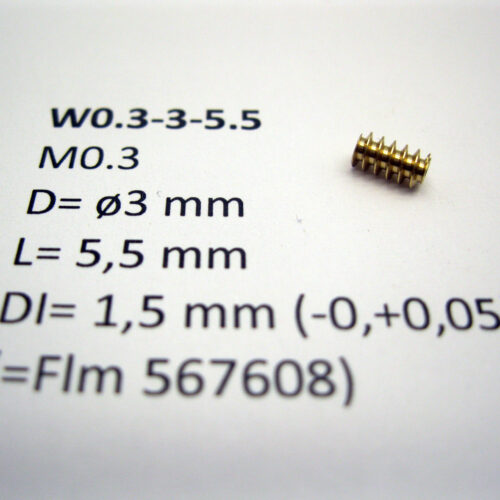 Schnecke M 0,3, D=3, L=5,5, DI=1.5 mm