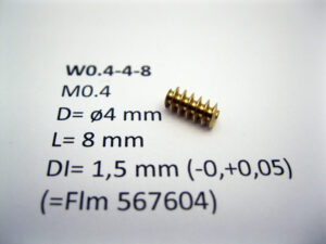 Schnecke M 0,4, AD = 4,00 mm,  L= 8,00 mm, DI = 1.50 mm - Messing