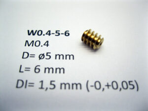 Schnecke M 0,4, AD = 5,00 mm, L = 6,00 mm, DI = 1.50 mm - Messing