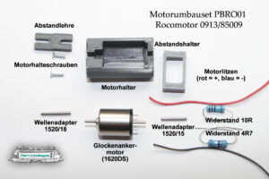 Motorumbauset PBRO01 - ROCO Motor 0913/85009 - Drahtkupplung - Spur H0 – Bild 6