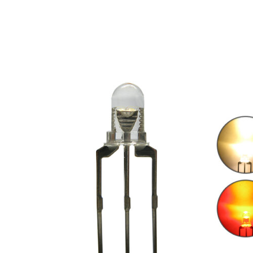 DUAL LED 3 mm klar 3pin Rot/WW gemeinsamer Plus Pol