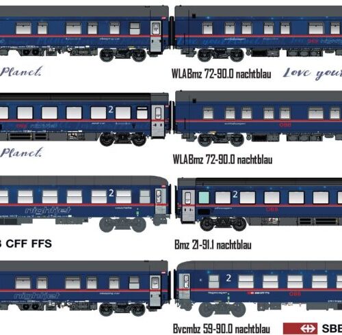 8er Set Nachtzugwagen ÖBB / Nightjet, Ep.VI, NJ 424/490