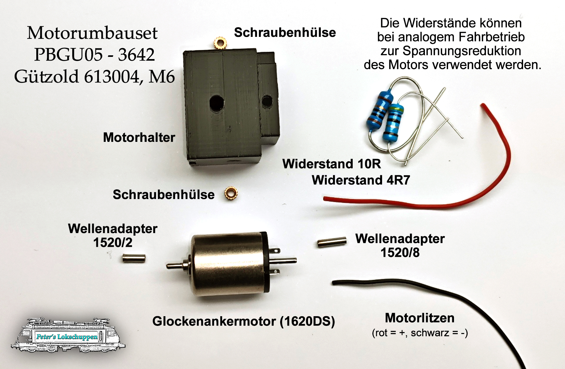 Motorumbauset PBGU05 - Gützold 613004, M6 - Spur H0 – Bild 7