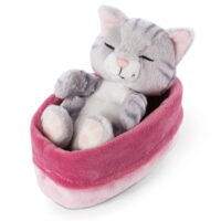 NICI Kuscheltier - Schlafende Katze grau - 12 cm