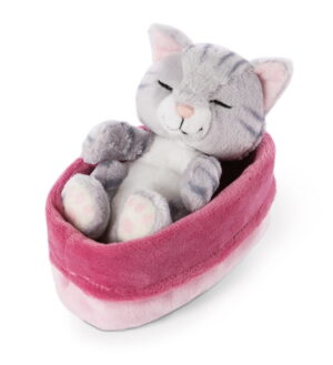 NICI Kuscheltier - Schlafende Katze grau - 12 cm