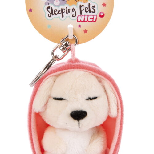 NICI Schlüsselanhänger - Sleeping Pets Hund creme - 8 cm