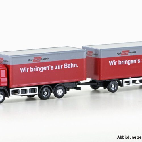 MAN F90, 3-achs Koffer-Hängerzug Rail Cargo Austria (ÖBB) - Spur N
