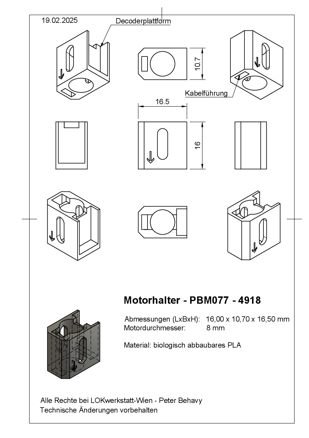 Motorhalter PBM077 - Fleischmann BR 50 Kabinentender – Bild 3