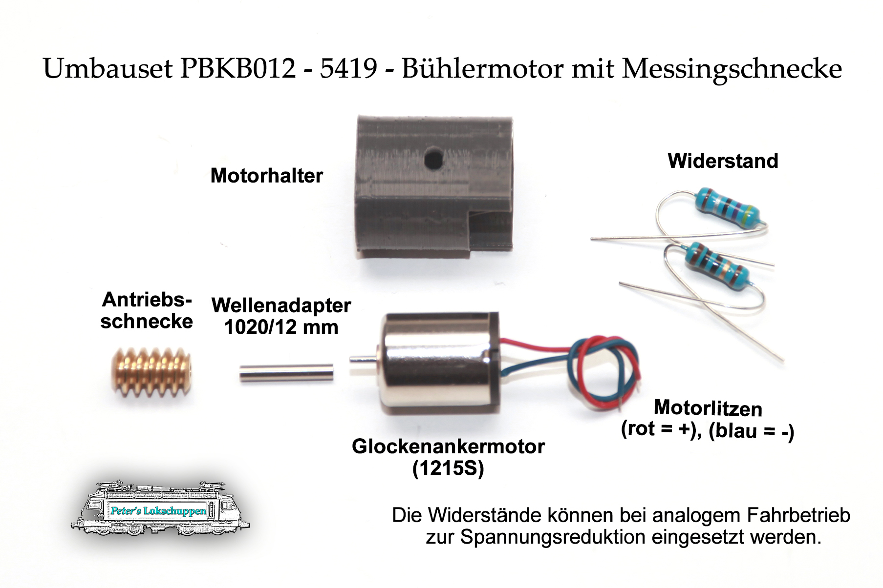 Motorumbauset PBKB12 - Bühler Motor mit Messingschnecke – Bild 4